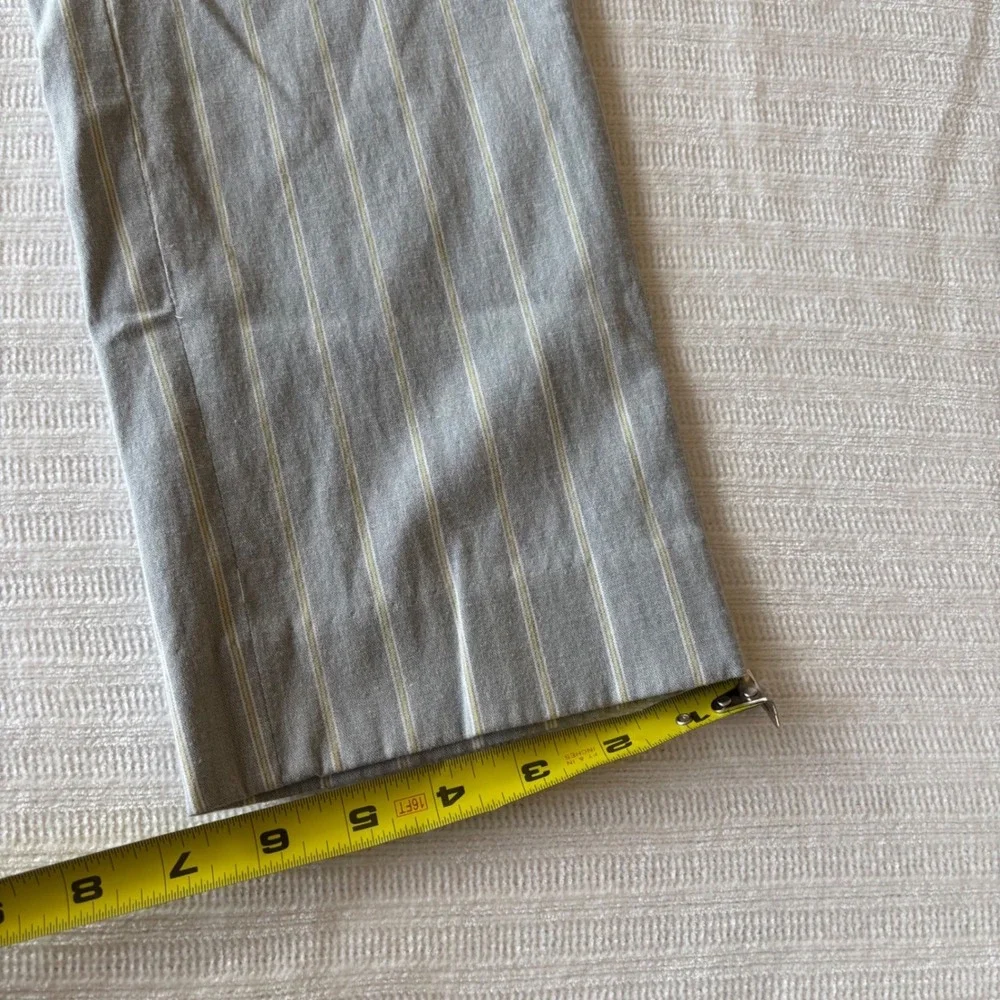 Banana Republic Ryan Pinstripe Trousers Gray Yellow Linen Blend Straight Leg 4
